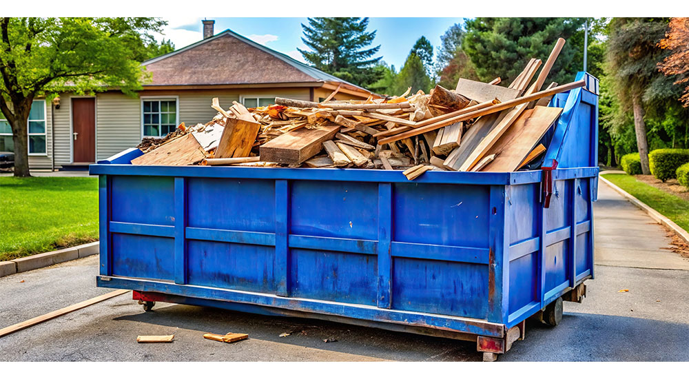 dumpster with construction debris