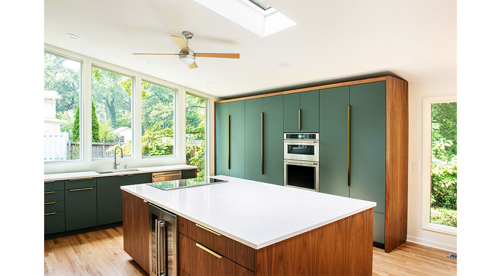 green kitchen cabinets