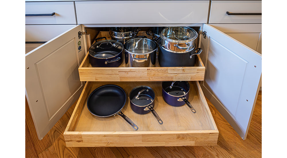 cabinet with roll out trays