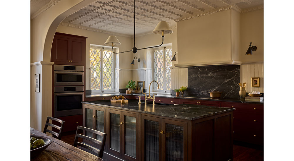 carriage house kitchen island tin ceiling