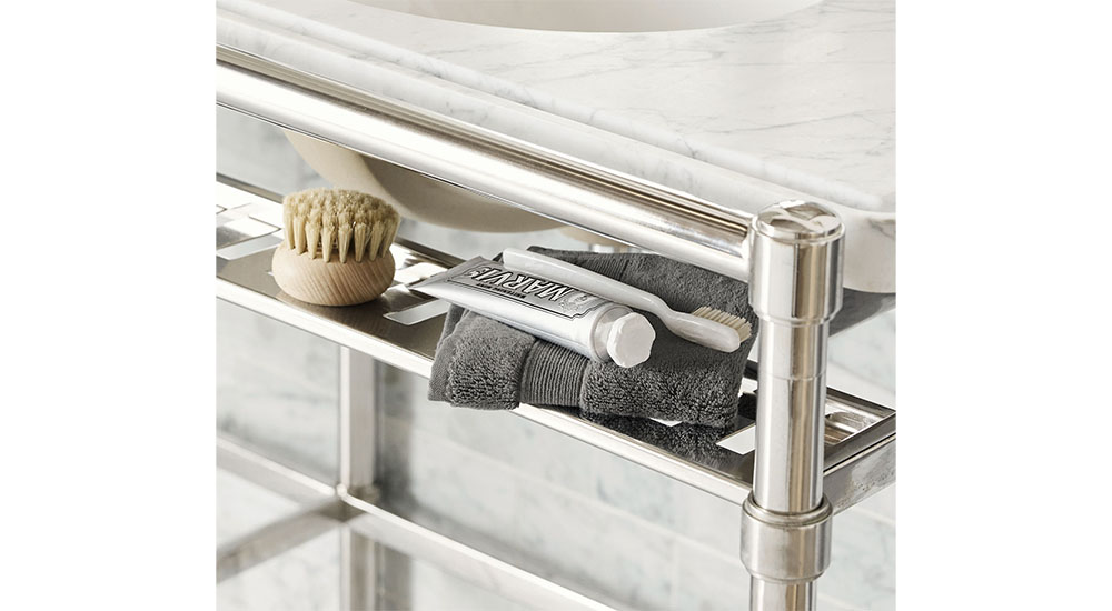 accessible healthcare storage in bathroom sink console