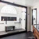 double shower in spa bathroom remodel