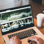 man using laptop design portfolio