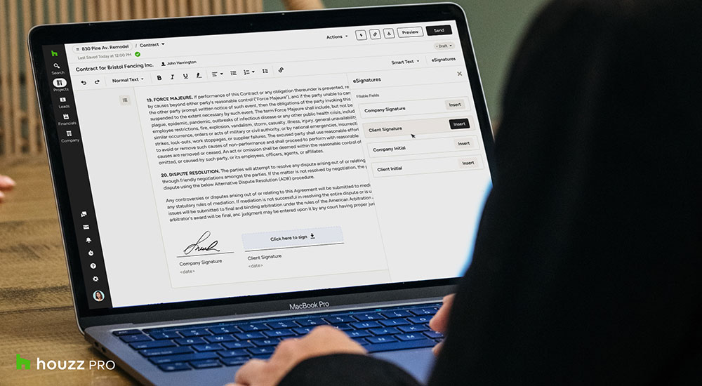 Houzz Pro Introduces Contracts