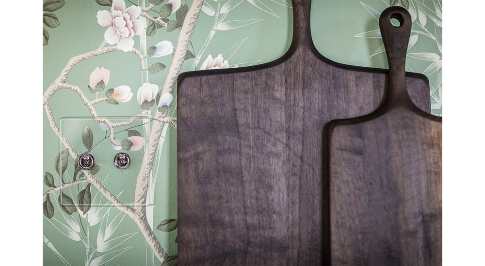 transparent switch plate showing wallpaper