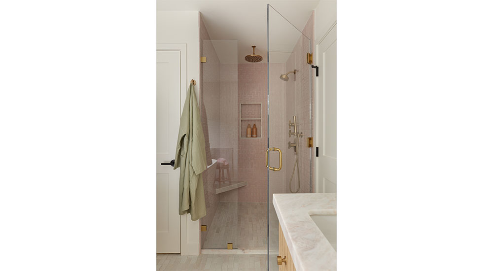 pink tile in shower stall home renovation