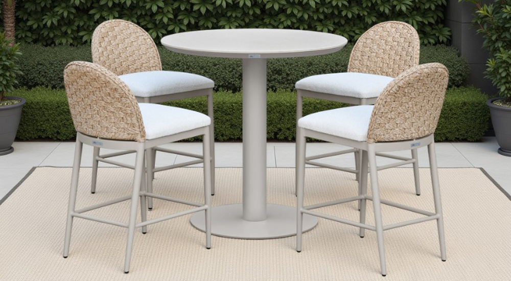 Armen Living Kobalt Three-Piece Outdoor Bar Set