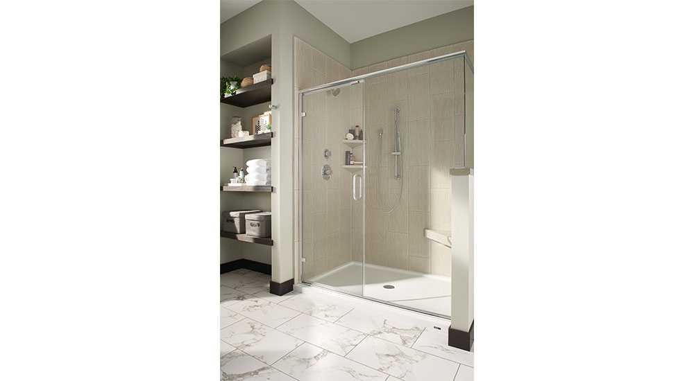 zero threshold shower in remodeled bathroom